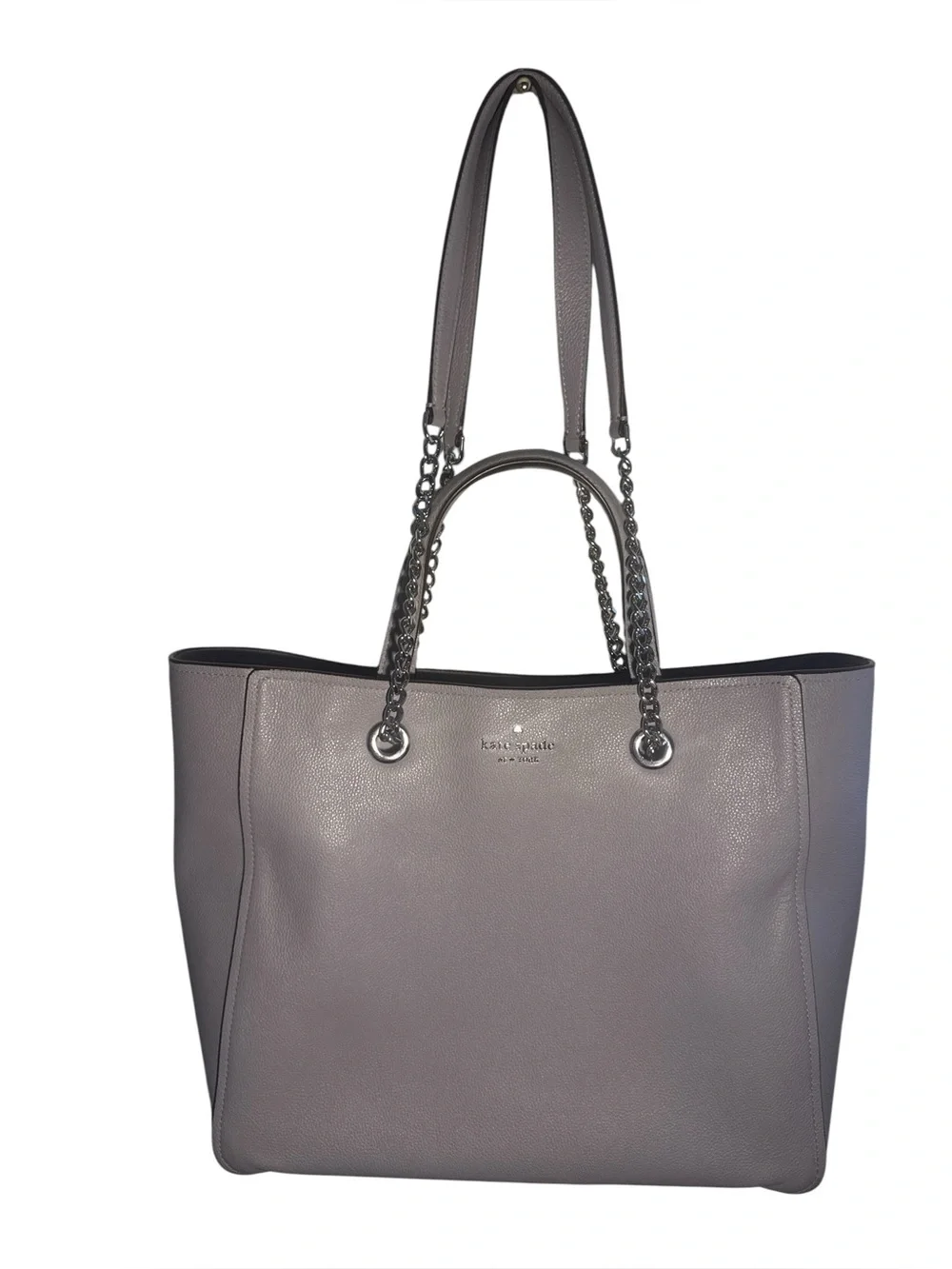 Kate Spade Gray Infinite Large Triple Compartment Leather Tote Two Way Strap
